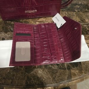 Brahmin Croc-Embossed Wallet in Deep Red